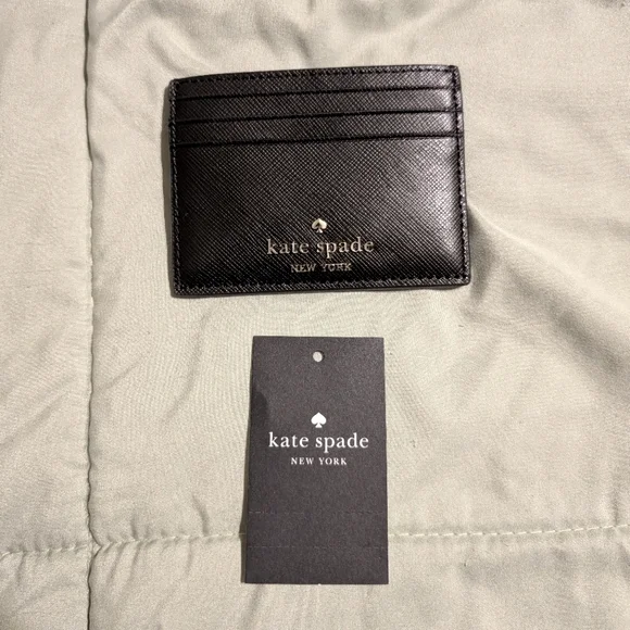 Kate Spade Black Leather Card Holder - Picture 1 of 2